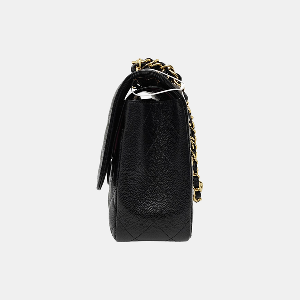 CLASSIC FLAP Jumbo Quilted Grained Calfskin Black