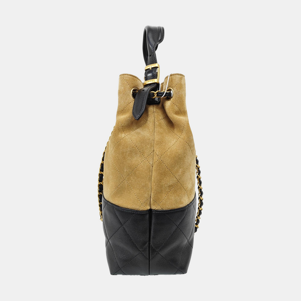 Quilted Suede Shoulder Bag Beige