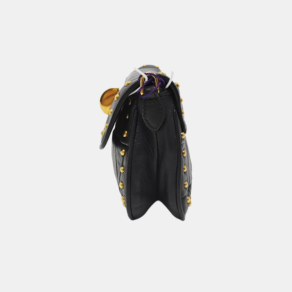 Quilted Lambskin Shoulder Bag Black