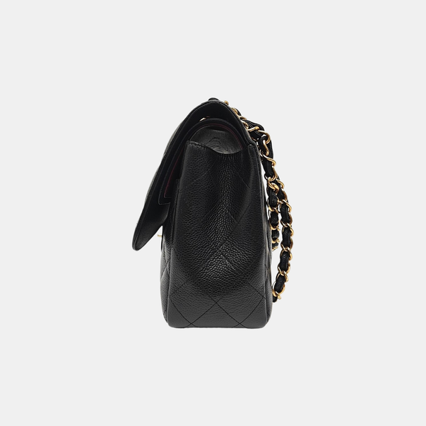 CLASSIC FLAP Jumbo Quilted Grained Calfskin Black