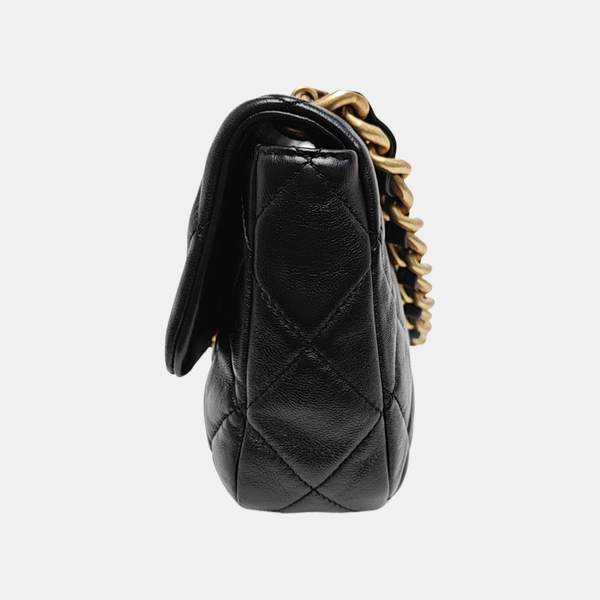 Quilted Lambskin Shoulder Bag Black