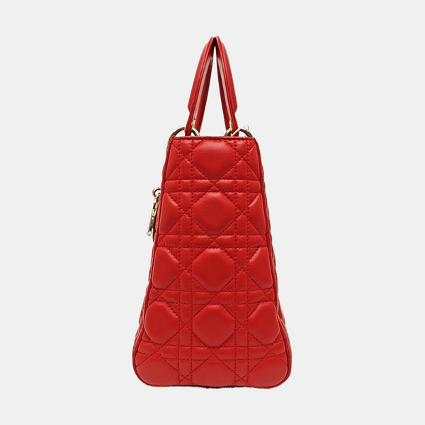 Lady Dior Medium Cannage Lambskin Red