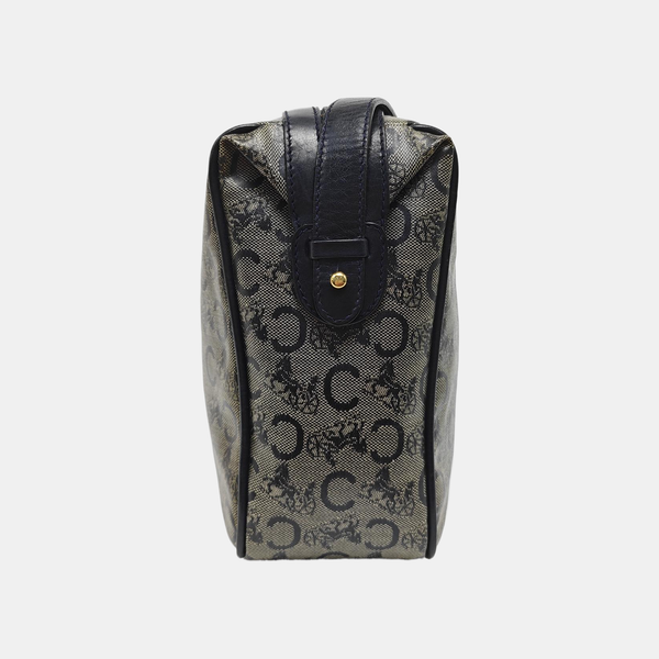 Coated Canvas Shoulder Bag Blue