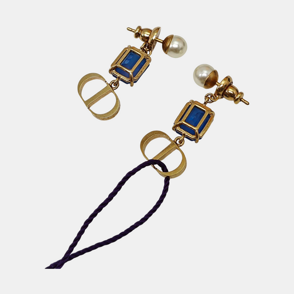 Synthetic Crystal Gold Stud Earrings