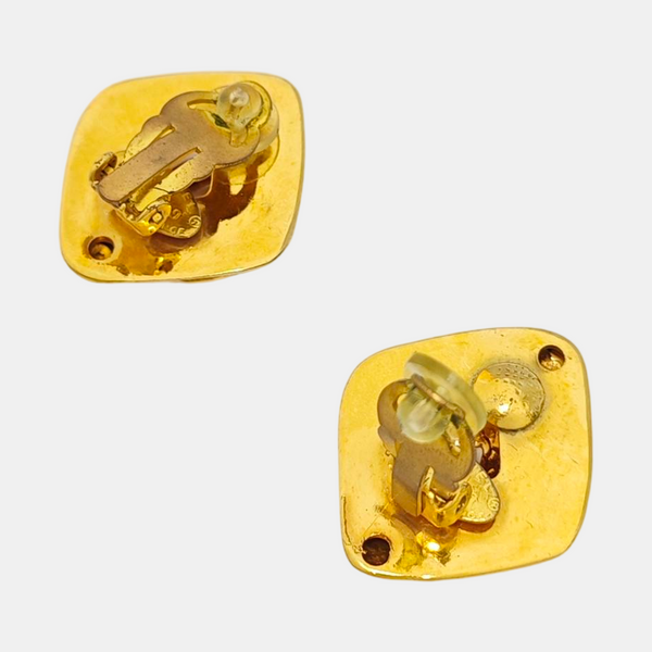 Vintage Metal Gold Clip On Earrings