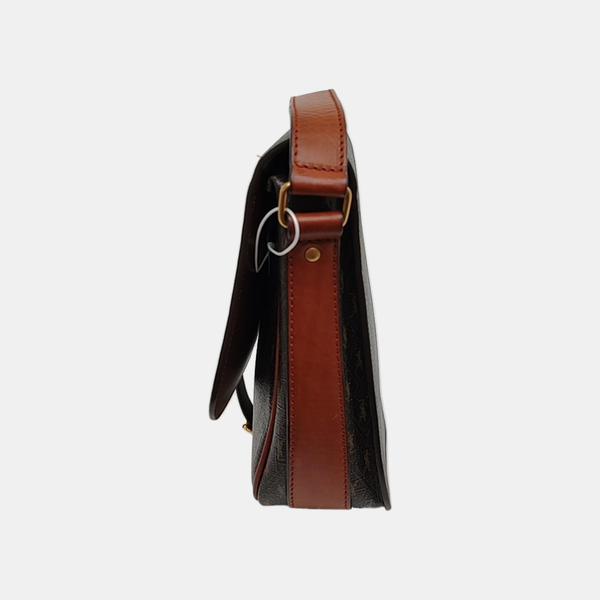 Coated Canvas Crossbody Bag Brown