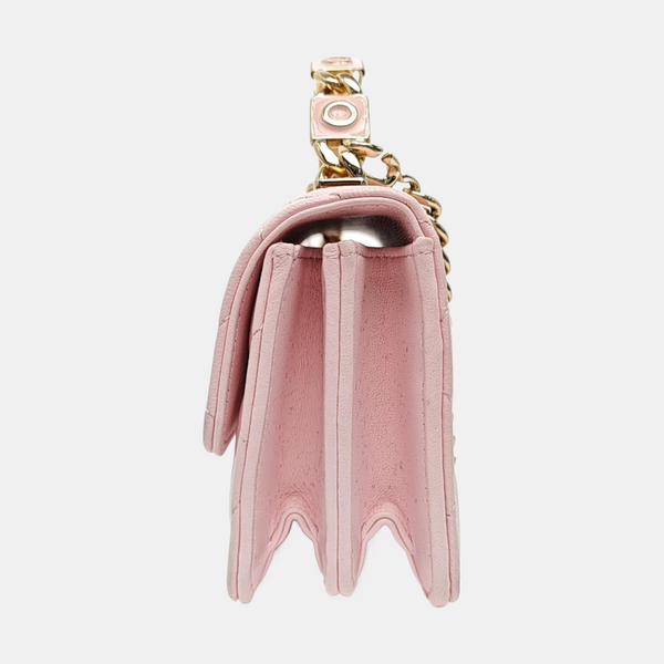 TWO TONE CHAIN HANDLE Quilted Lambskin Pink