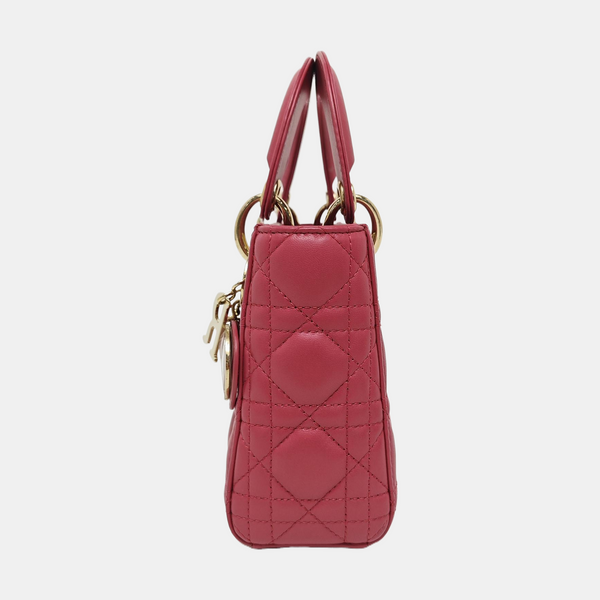 Lady Dior Mini Cannage Lambskin Red