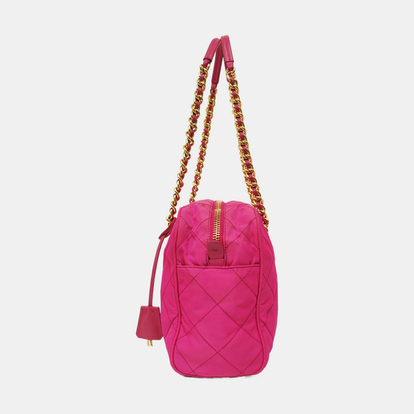 Quilted Nylon Tote Bag Red