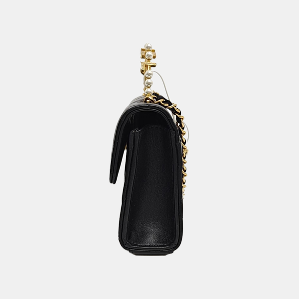 Quilted Lambskin Shoulder Bag Black