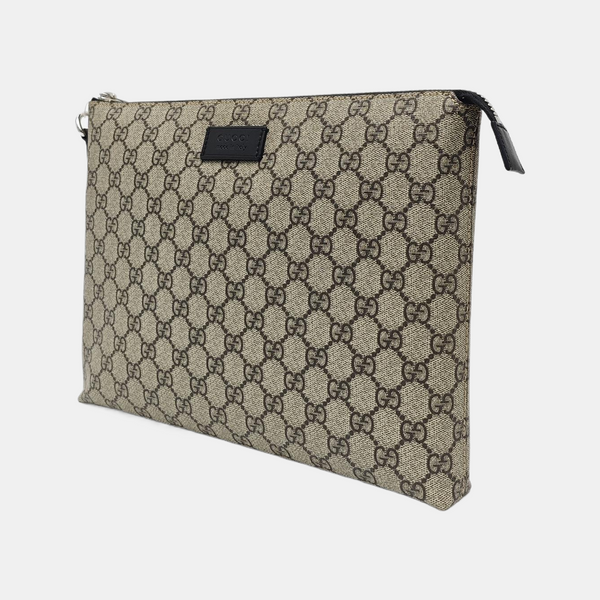 Monogram Coated Canvas Clutch Brown