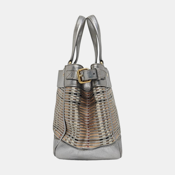 Coated Canvas Tote Bag Silver
