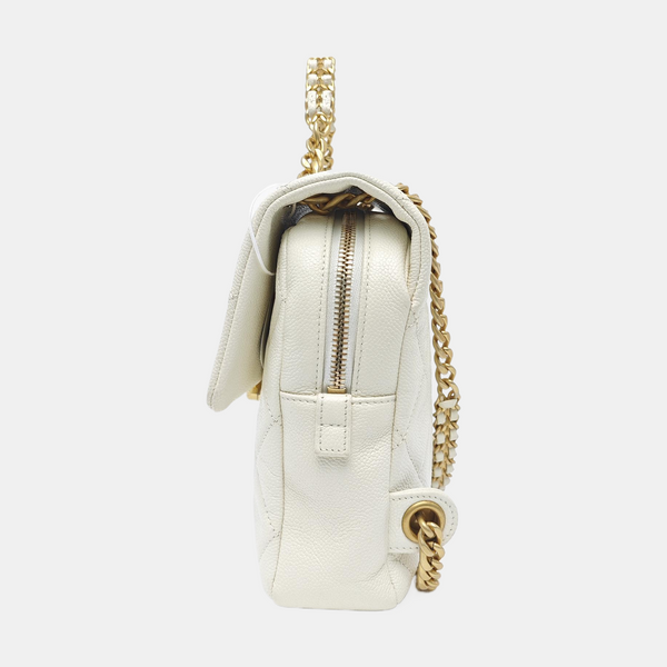 Quilted Grained Calfskin Backpack White