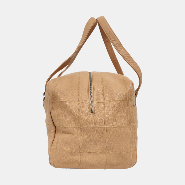 SQUARE STITCH Quilted Grained Calfskin Beige