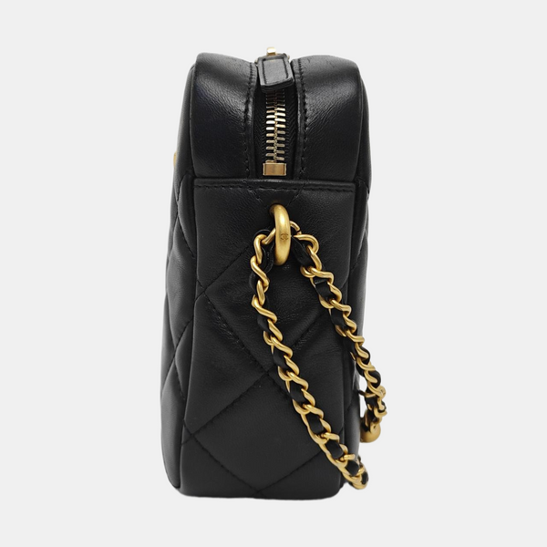 Quilted Lambskin Shoulder Bag Black