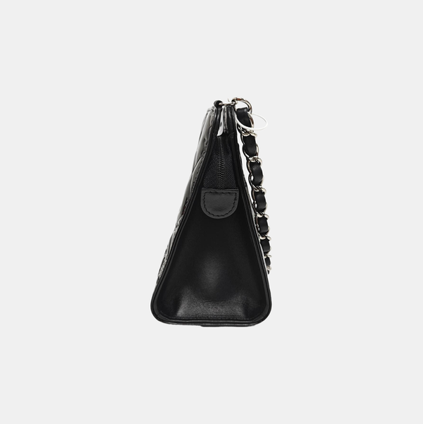 Quilted Patent Leather Tote Bag Black