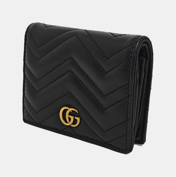 GG Marmont Mini Quilted Calfskin Black Card Holder