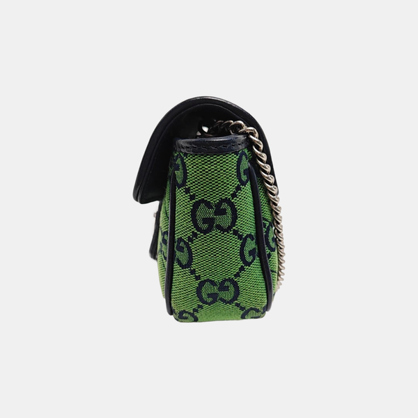 GG Marmont Mini Quilted Canvas Green