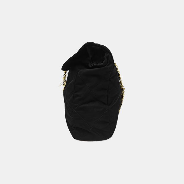 Quilted Nylon Shoulder Bag Black