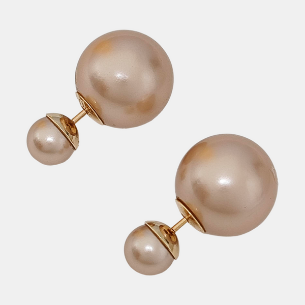 Faux Pearl Beige Stud Earrings