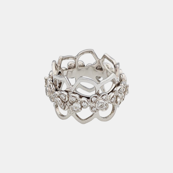 18k White Gold Silver Ring EU 53