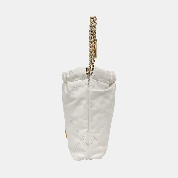 Authenticated pre-owned CHANEL 22 Mini Quilted Calfskin White - Tote Bag at Looply
