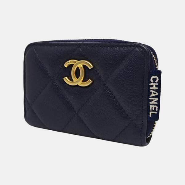 Quilted Lambskin Wallet Blue