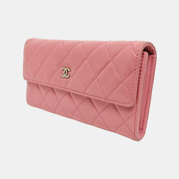 Quilted Lambskin Wallet Pink