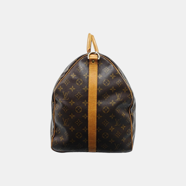 KEEPALL 60 Monogram Coated Canvas Brown