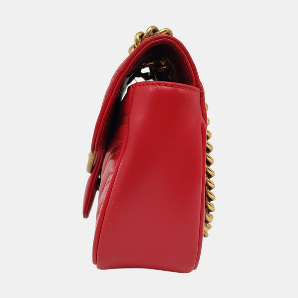 Authenticated pre-owned GG Marmont Small Quilted Calfskin Red - Crossbody Bag at Looply