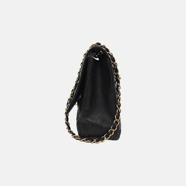CLASSIC FLAP Maxi Quilted Grained Calfskin Black
