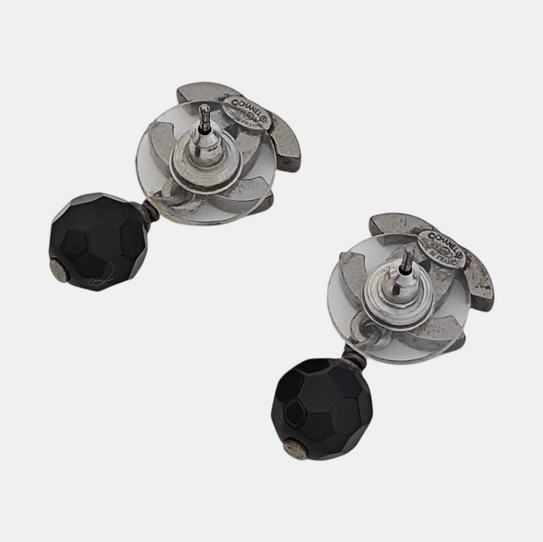 CC Logo Metal Gray Stud Earrings