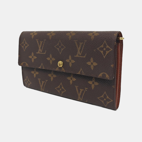 PORTE MONNAIE Monogram Coated Canvas Brown Wallet