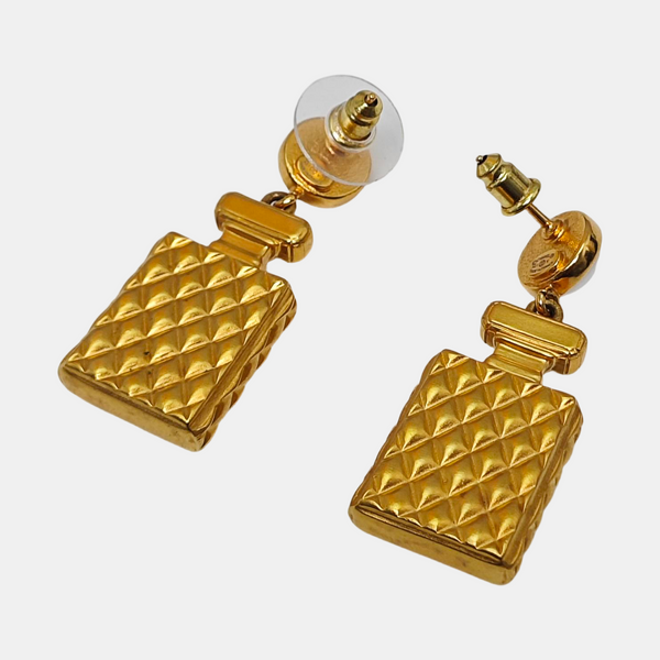 CC Logo Metal Gold Stud Earrings