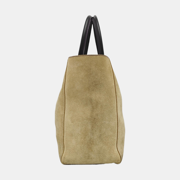 Suede Top Handle Bag Beige