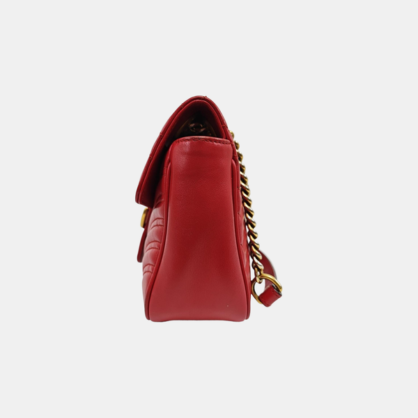 GG Marmont Medium Quilted Calfskin Red