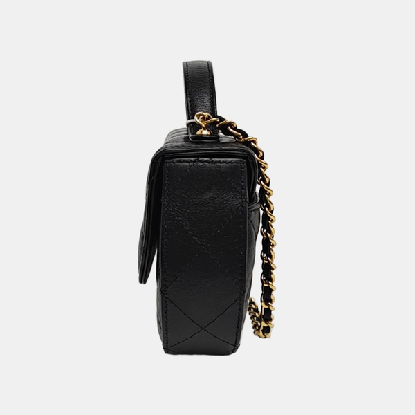 23A HOBO Quilted Calfskin Black