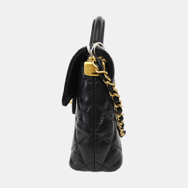 Quilted Lambskin Shoulder Bag Small Black