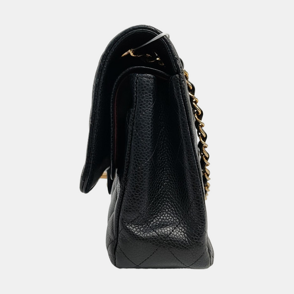 CLASSIC FLAP Medium Quilted Grained Calfskin Black