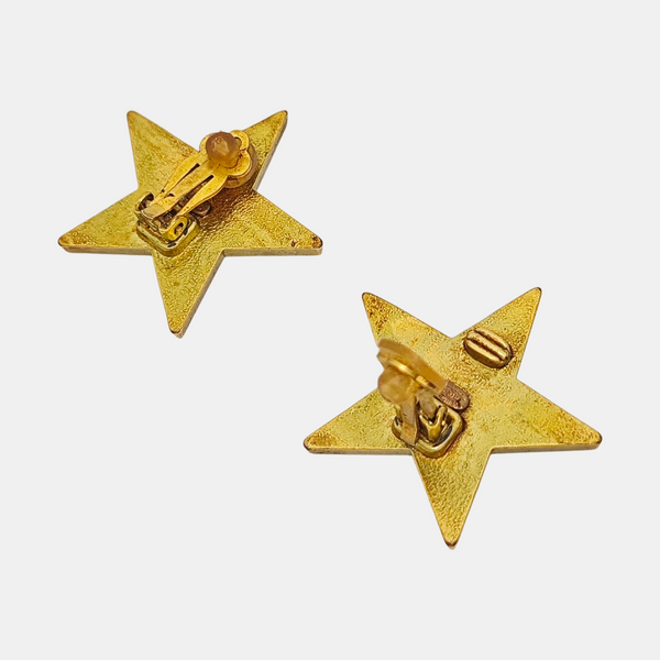 Vintage Metal Gold Clip On Earrings