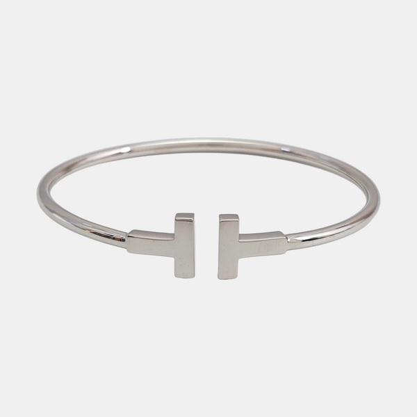 Tiffany T 18k White Gold Silver Bangle