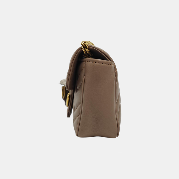 GG Marmont Mini Quilted Calfskin Beige