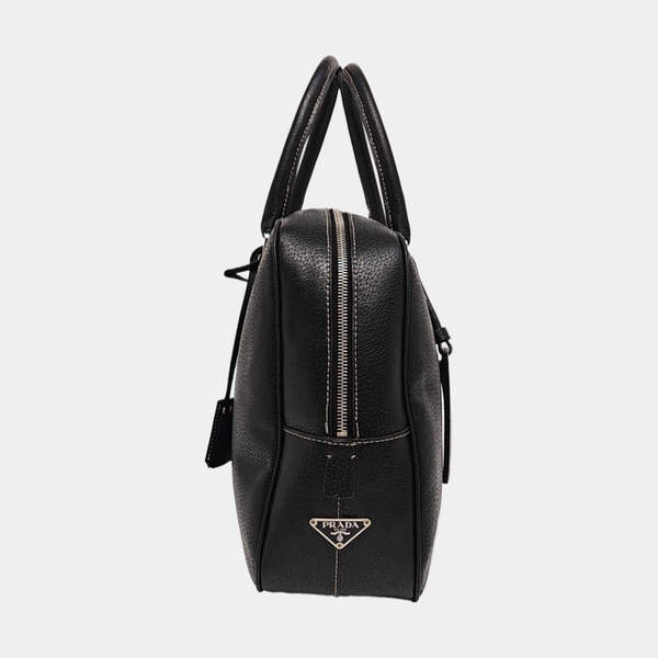 Calfskin Top Handle Bag Black