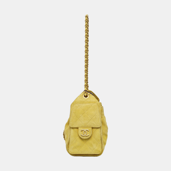 CHANEL 25 Quilted Suede Yellow