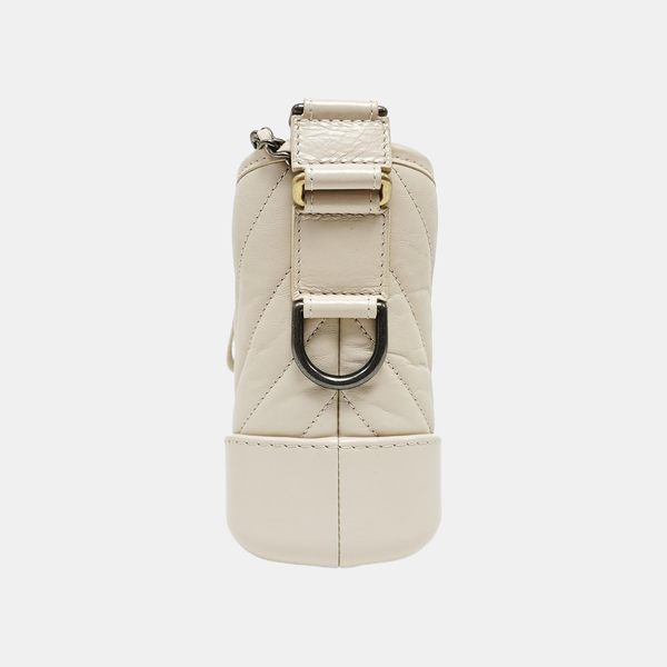GABRIELLE Small Chevron Calfskin Beige
