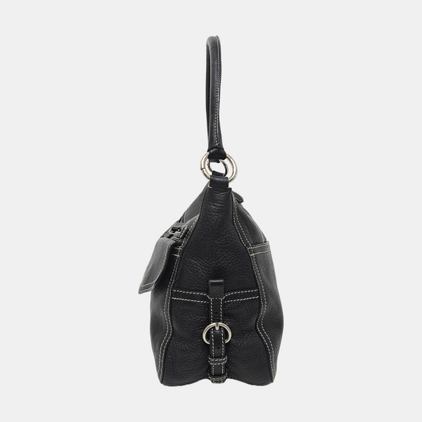 Leather Top Handle Bag Black