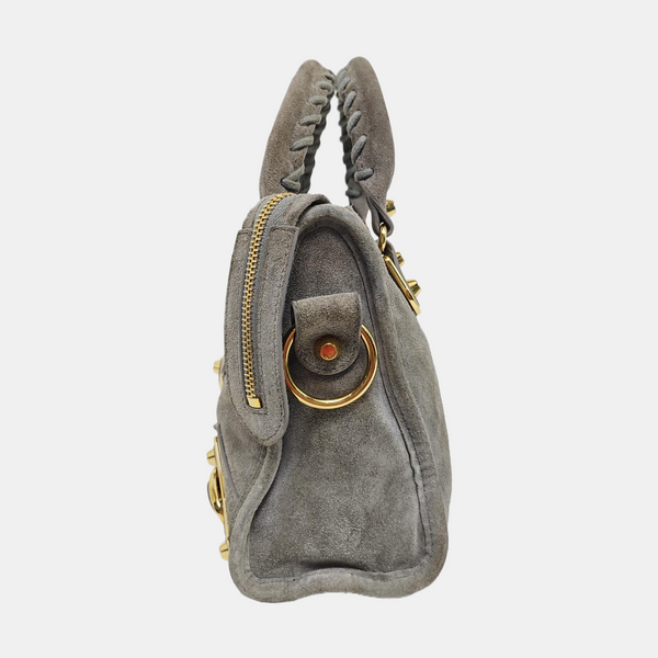 Classic Metallic Edge City Mini Suede Gray