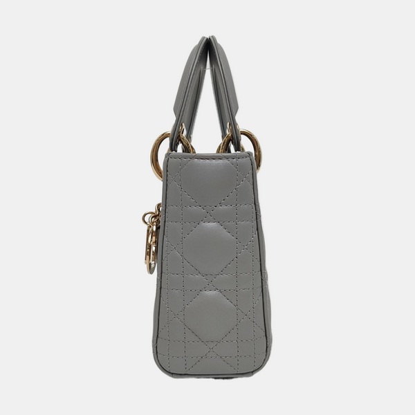 Lady Dior Mini Cannage Lambskin Gray