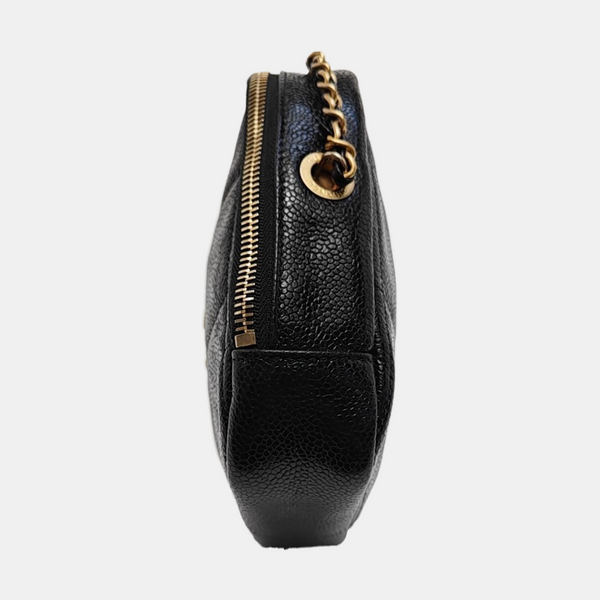 Diamond Quilted Grained Calfskin Black