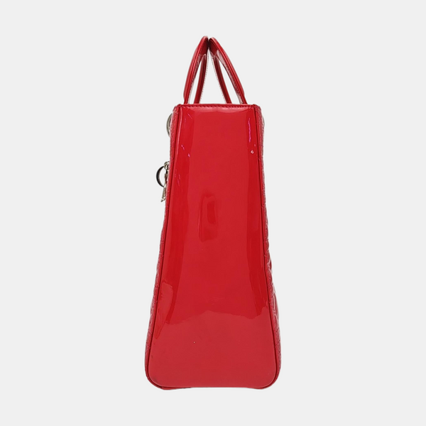 Lady Dior Large Cannage Patent Leather Red